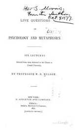 Cover of Live questions in psychology and metaphysics