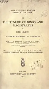 Cover of The tenure of kings and magistrates