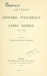Cover of Letters to Fanny Kemble, 1871-1883