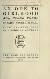 Cover of An ode to girlhood and other poems ..