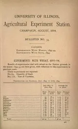 Cover of Experiments with wheat, 1893-94