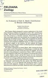 Cover of An evaluation of Seth E. Meek's contributions to Mexican ichthyology