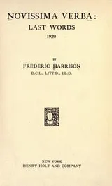 Cover of Novissima verba