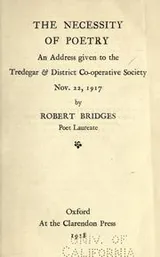 Cover of The neccessity of poetry