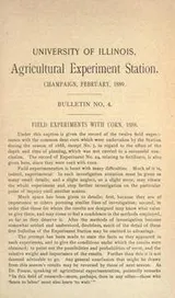 Cover of Field experiments with corn, 1888