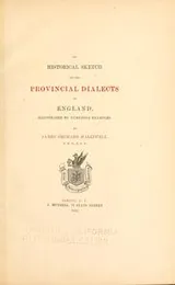Cover of An historical sketch of the provincial dialects of England