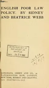 Cover of English poor law policy