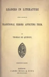 Cover of Leaders in literature with a notice of traditional errors affecting them