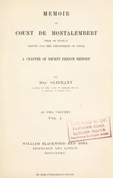 Cover of Memoir of Count de Montalembert