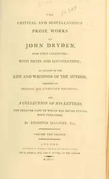 Cover of Critical and miscellaneous prose works, now first collected