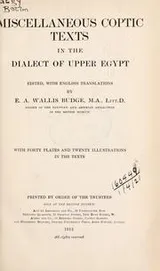 Cover of Miscellaneous Coptic texts in the dialect of Upper Egypt