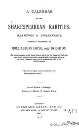 Cover of A calendar of the Shakespearean rarities, drawings & engravings