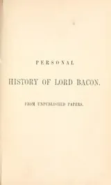 Cover of Personal history of Lord Bacon