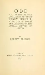 Cover of Ode for the bicentenary commemoration of Henry Purcell, with other poems and a preface on the musical setting of poetry