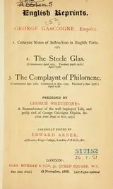 Cover of Certayne notes of instruction in English verse, 1575