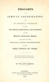 Cover of Thoughts on African colonization