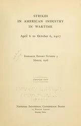 Cover of Strikes in American industry in wartime