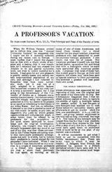 Cover of A professor's vacation