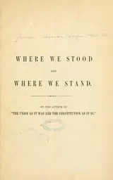 Cover of Where we stood and where we stand