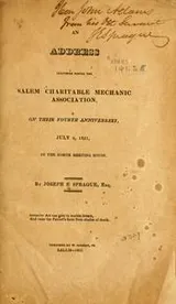 Cover of An address delivered before the Salem Charitable Mechanic Association