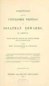 Cover of Selections from the unpublished writings of Jonathan Edwards