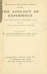 Cover of The apology of experience