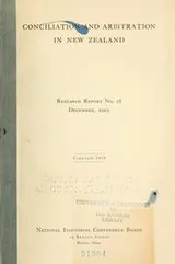 Cover of Conciliation and arbitration in New Zealand..