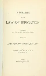 Cover of A treatise on the law of irrigation