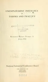 Cover of Unemployment insurance in theory and practice..