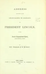 Cover of Address delivered on the Sabbath following the assassination of President Lincoln