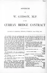 Cover of Speech of W. Gibson, M.P. on the Curran Bridge contract