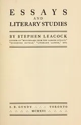 Cover of Essays and Literary Studies