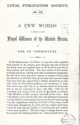 Cover of A few words in behalf of the loyal women of the United States