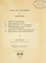 Cover of Popular lectures on theosophy
