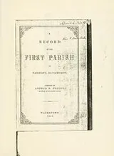Cover of A record of the First Parish in Watertown, Massachusetts