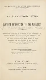 Cover of Second letter on Dawson's introduction to the Federalist ..