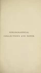 Cover of Second series of bibliographical collections and notes on early English literature, 1474