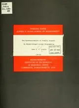 Cover of The synchronization of traffic signals by mixed-integer linear programming