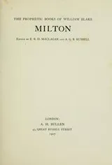 Cover of The prophetic books of William Blake; Milton