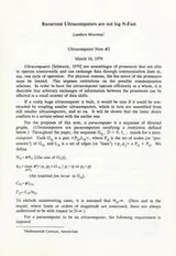 Cover of Recurrent ultracomputers are no long N-fast