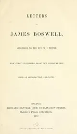 Cover of Letters of James Boswell, addressed to the Rev. W.J. Temple