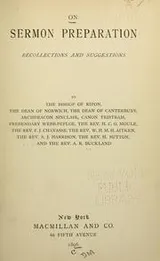 Cover of On sermon preparation