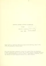Cover of Adaptive control systems in marketing