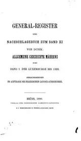 Cover of General-register und nachschlage-buch zu den 10 Bänden von Dudík's allgemeiner Geschichte ..