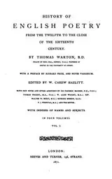 Cover of History of English Poetry from the Twelfth to the Close of the Sixteenth ...