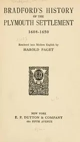 Cover of Bradford's history of the Plymouth settlement, 1608-1650