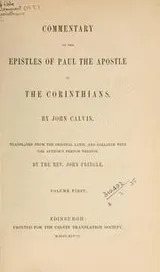 Cover of Commentary on the Epistles of Paul the Apostle to the Corinthians