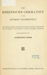 Cover of Das rheinische Germanien in den antiken Inschriften