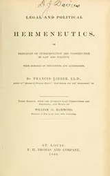 Cover of Legal and political hermeneutics