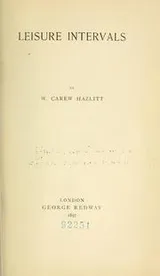 Cover of Leisure intervals
